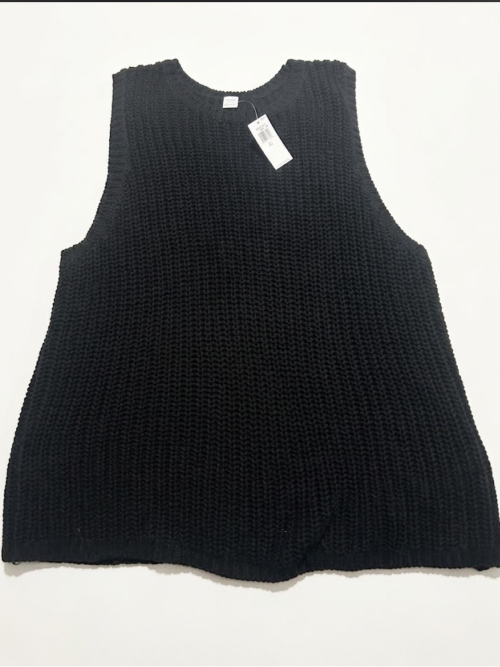 Old Navy Sleeveless Open-Stitch Sweater Size XL tall Black Cotton Knit